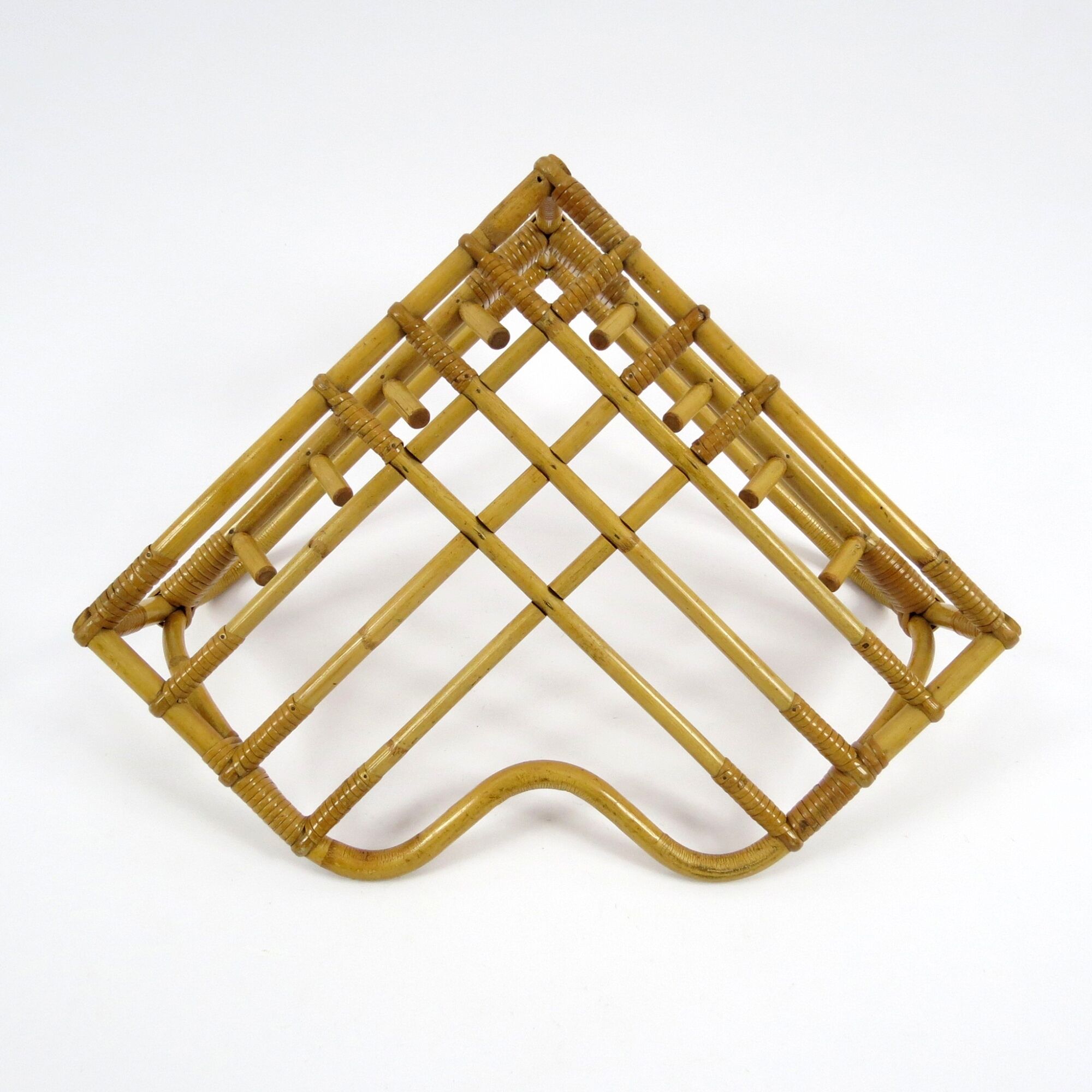 Bamboo and rattan coat rack, 1960s