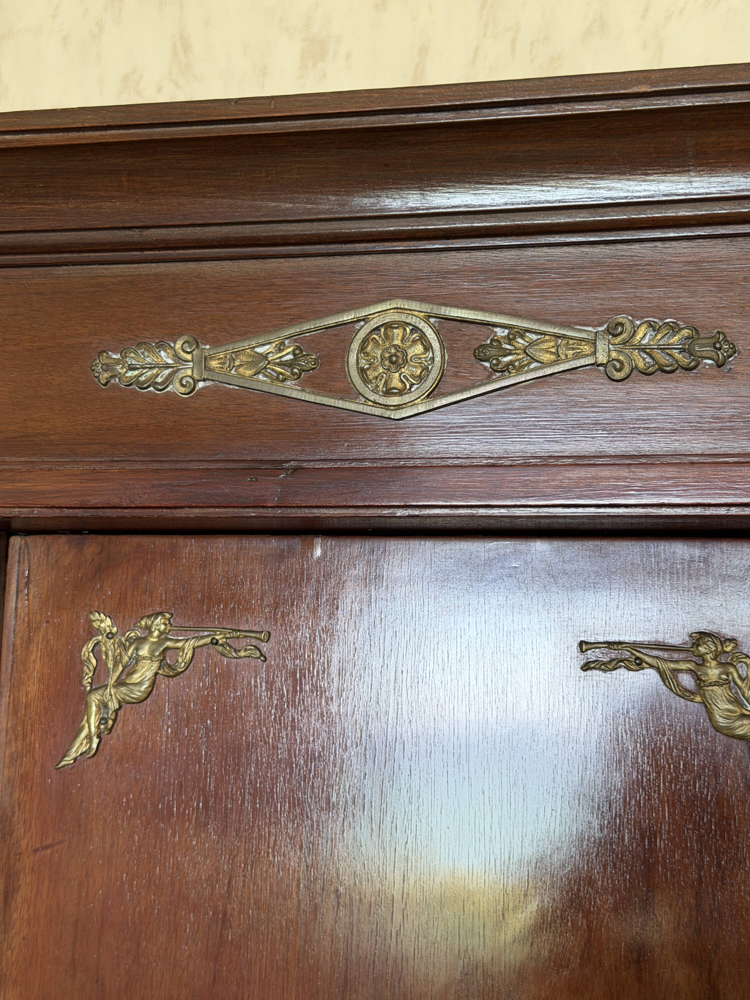 Large antique library from the Empire/Napoleon III period in mahogany and gilded bronze.