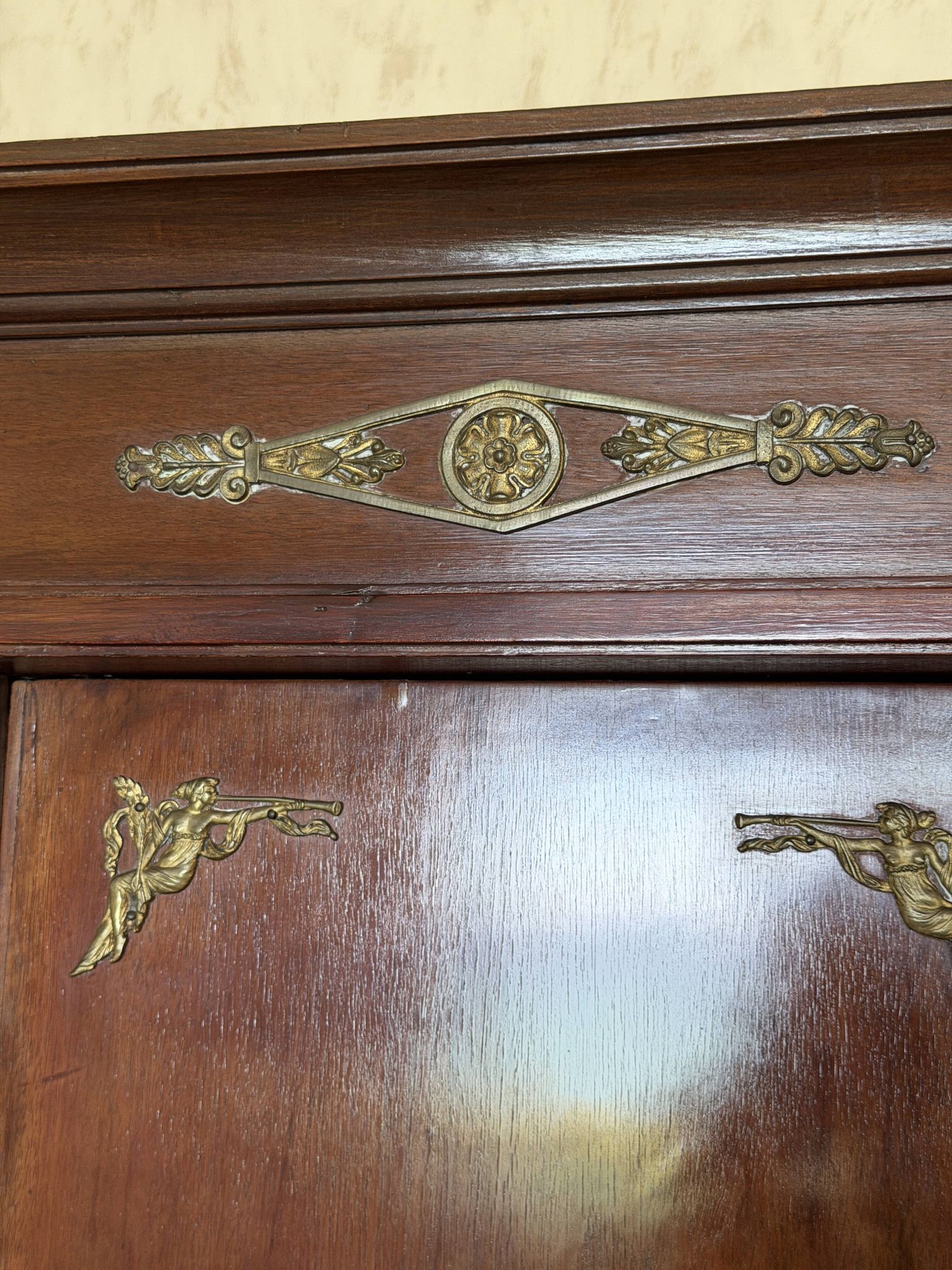 Large antique library from the Empire/Napoleon III period in mahogany and gilded bronze.
