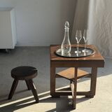 Large oval engraved platter in silver-plated metal 34x45.