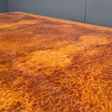 Vintage burl wood and brass dining table by Belgochrom, 1970s