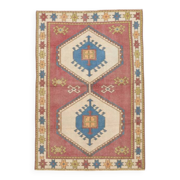 4x6 Burgundy & Blue Oriental Vintage Rug, 132x190Cm