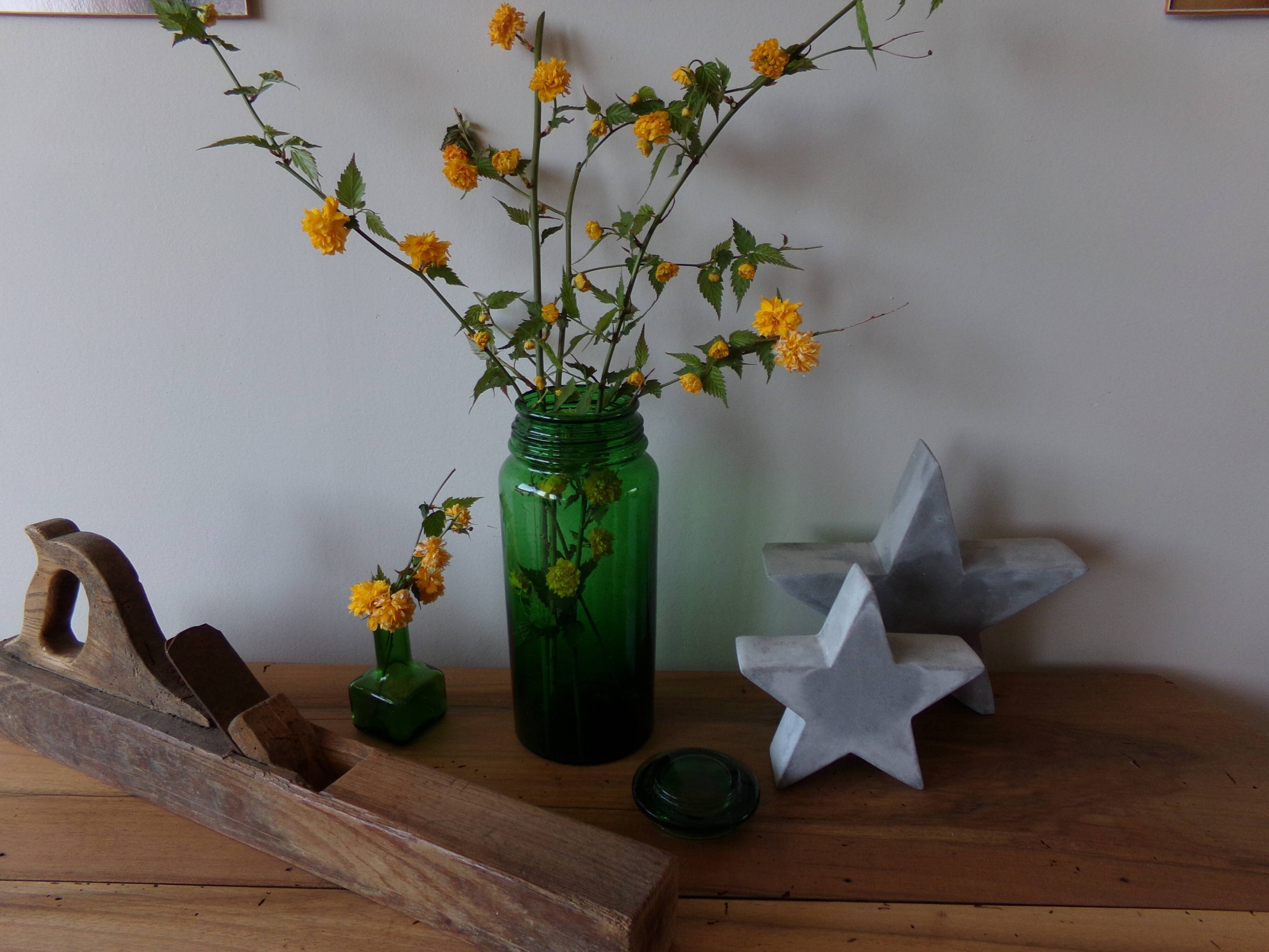Antique green glass jar
