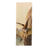 Huile sur toile, aigle et sa proie, 19ème siècle
