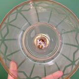 Vintage pendant lamp shade in white and gold frosted glass