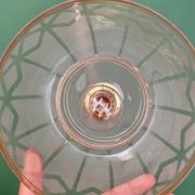 Vintage pendant lamp shade in white and gold frosted glass