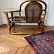 Rattan bench with round shelf