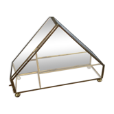 Vintage showcase, glass and brass for collectibles.
