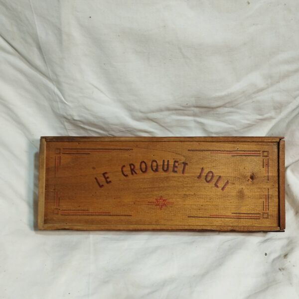 Ancien jeu de croquet de salon en bois ''le croquet joli