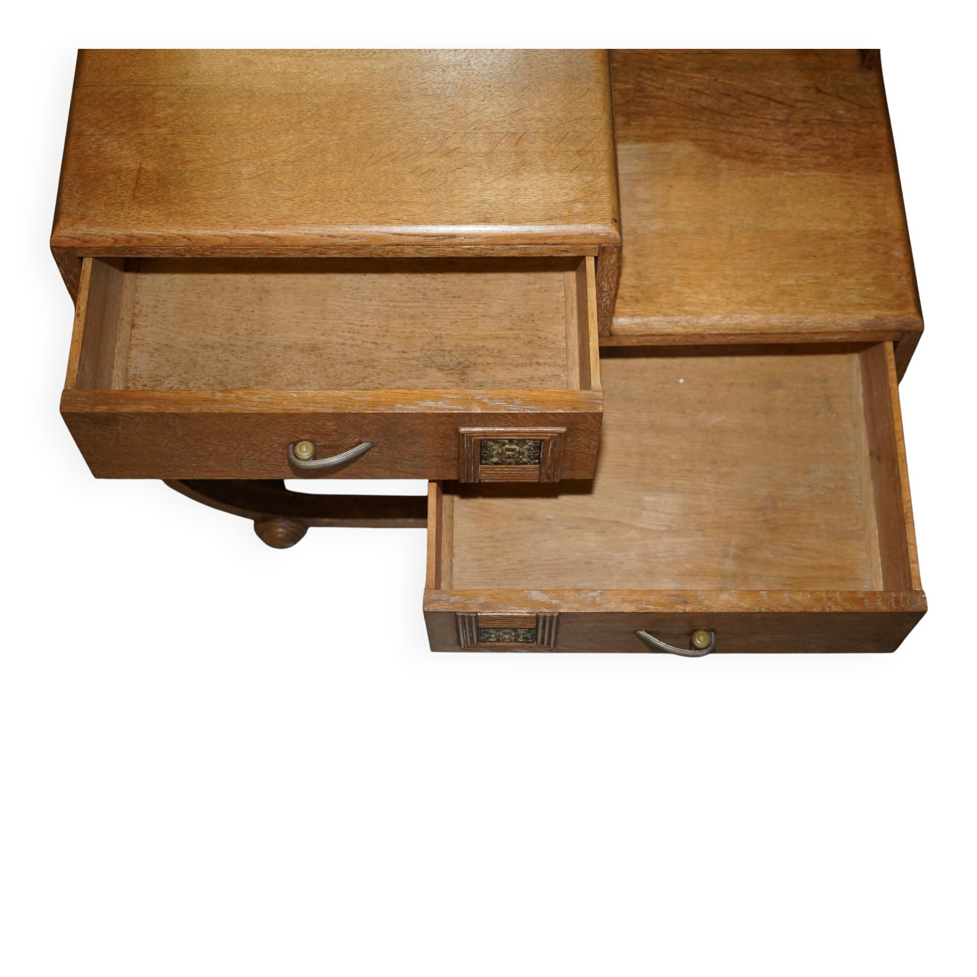 Art Deco whitewashed oak dressing table with Heal's stool.