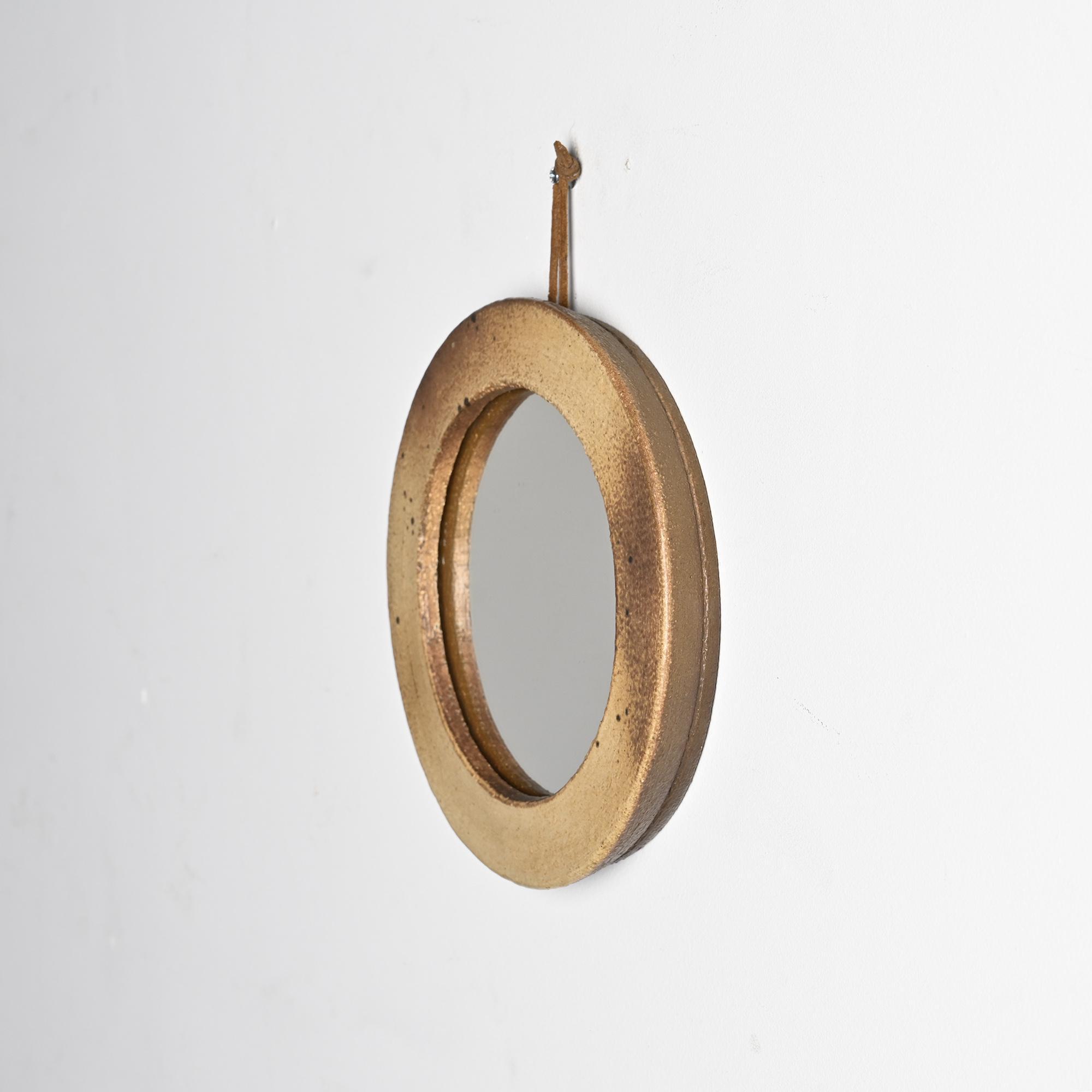 Glazed stoneware mirror, France, circa 1970