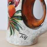 Vintage vase enamels of flowers signed Tess