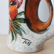 Vase vintage émaux de fleurs signé Tess