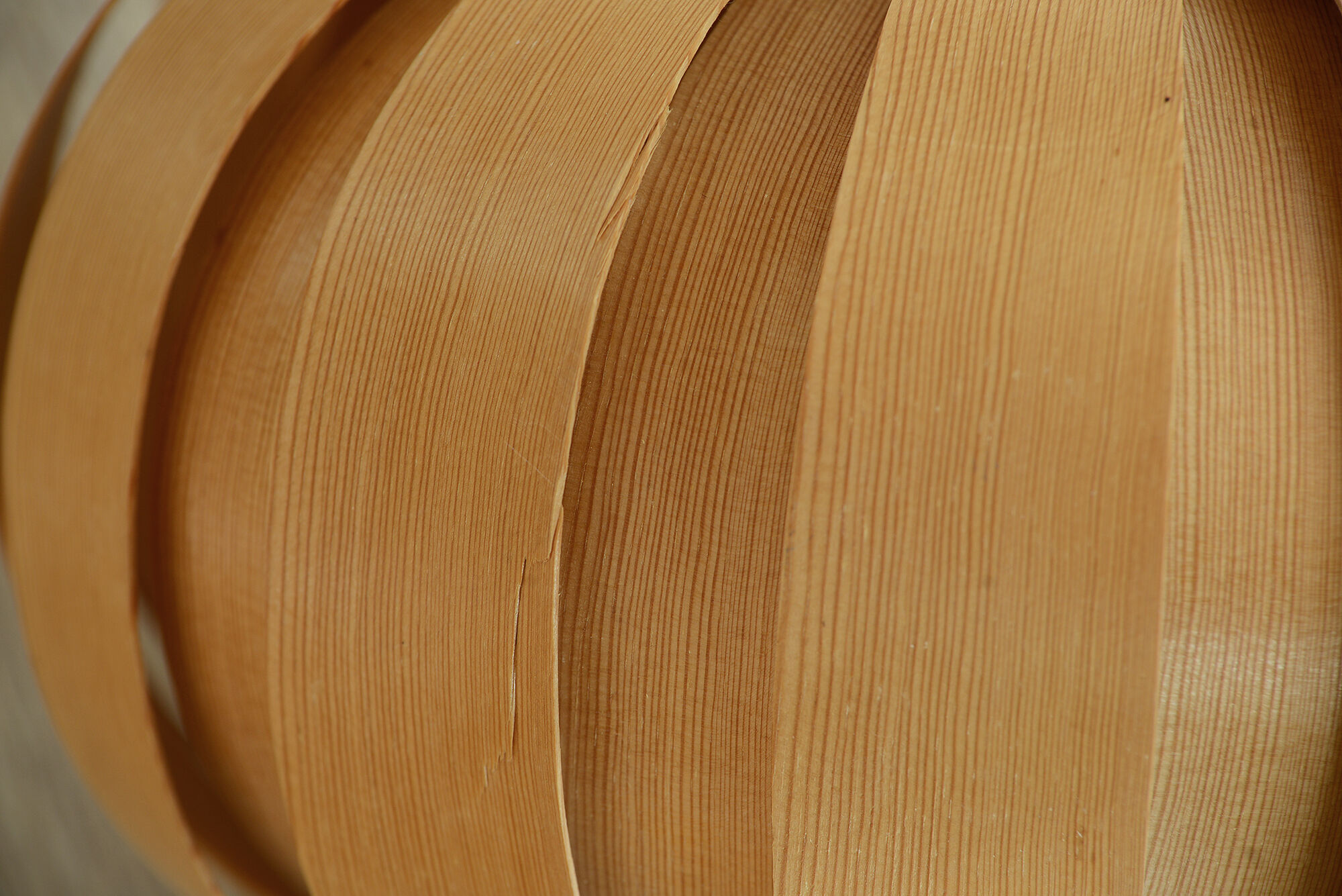 Pine veneer pendant light, Sweden 1970