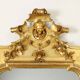 Large antique umber pine mirror from Switzerland, Italy, 19th century.