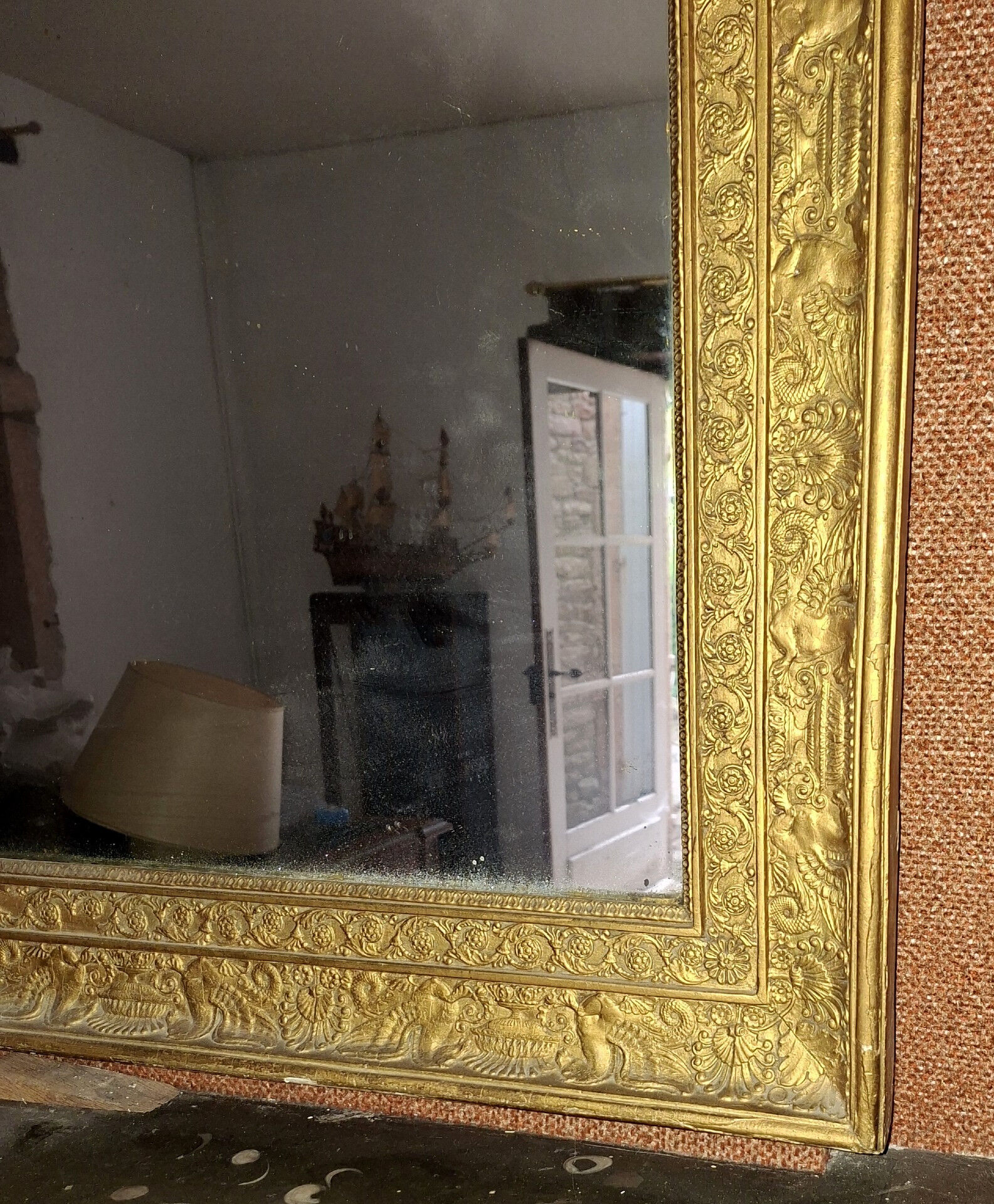 Large Empire period fireplace mirror