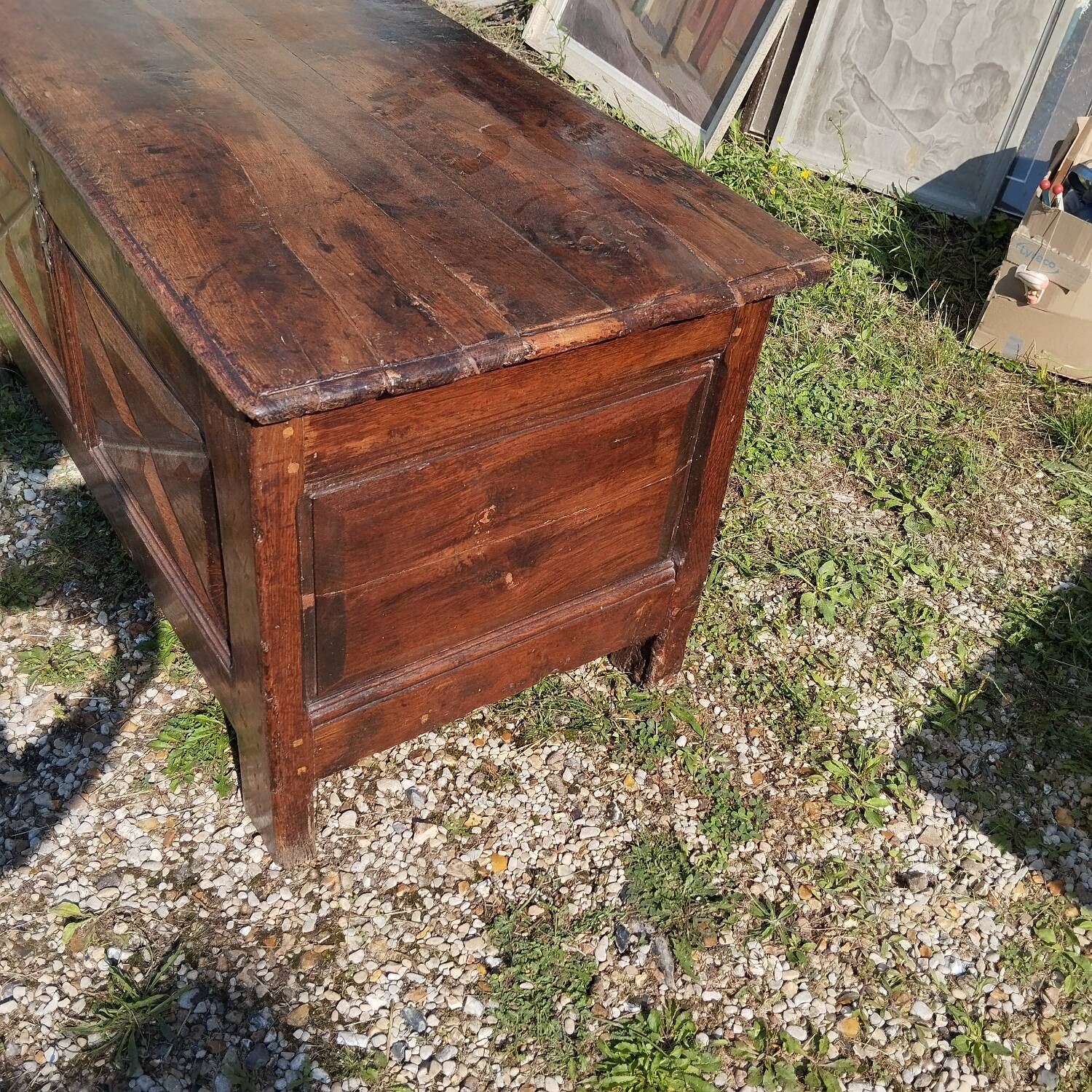 18th century carved oak wooden chest