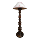 Turned wooden floor lamp
