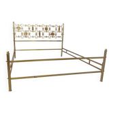 Osvaldo Borsani Elegant Bed with Brass Details by Arnaldo Pomodoro, 1950