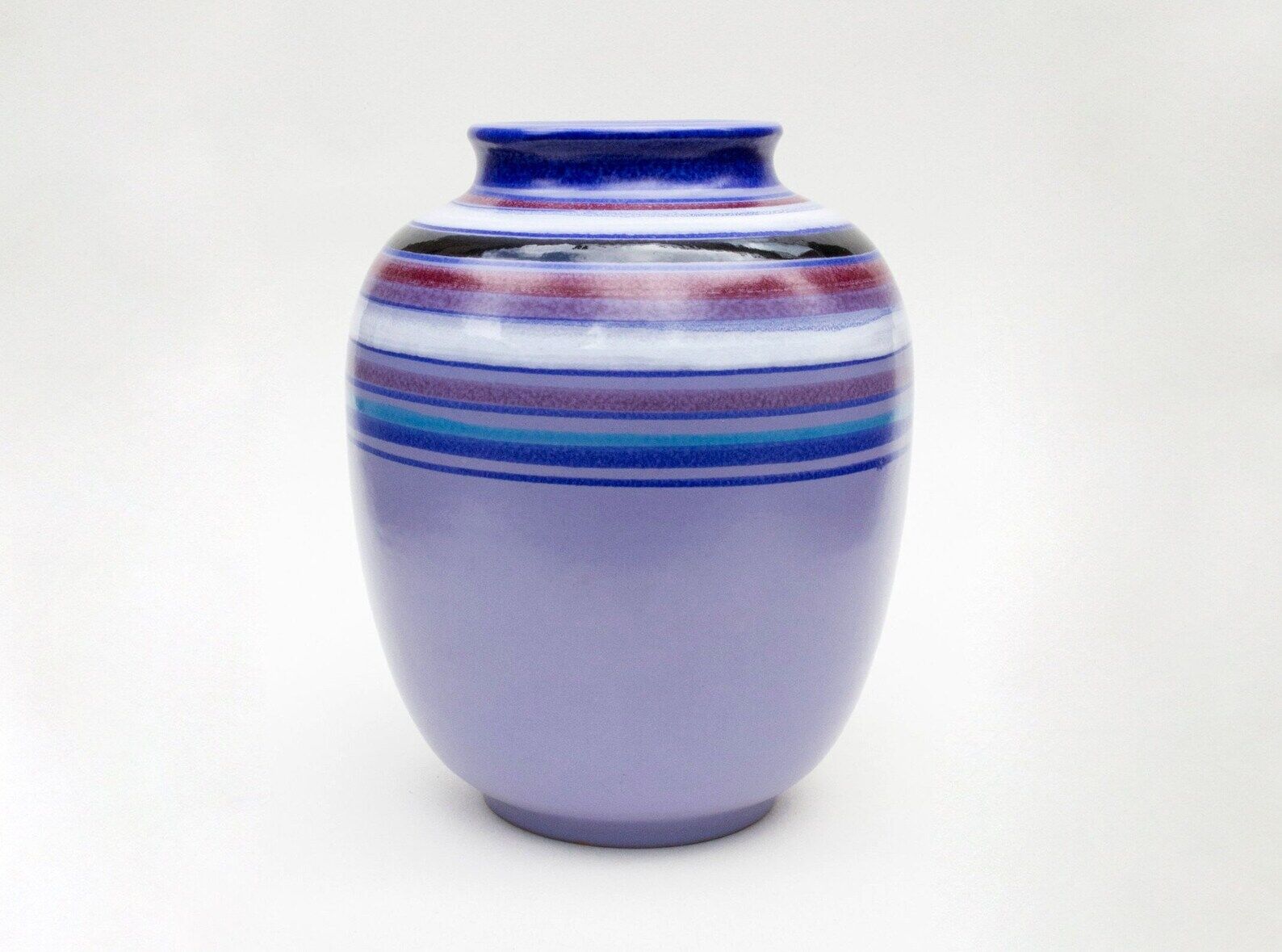 Vase Fascie Colorate de collection Aldo Londi, céramique du milieu du siècle, Bitosis, Rosenthal Netter