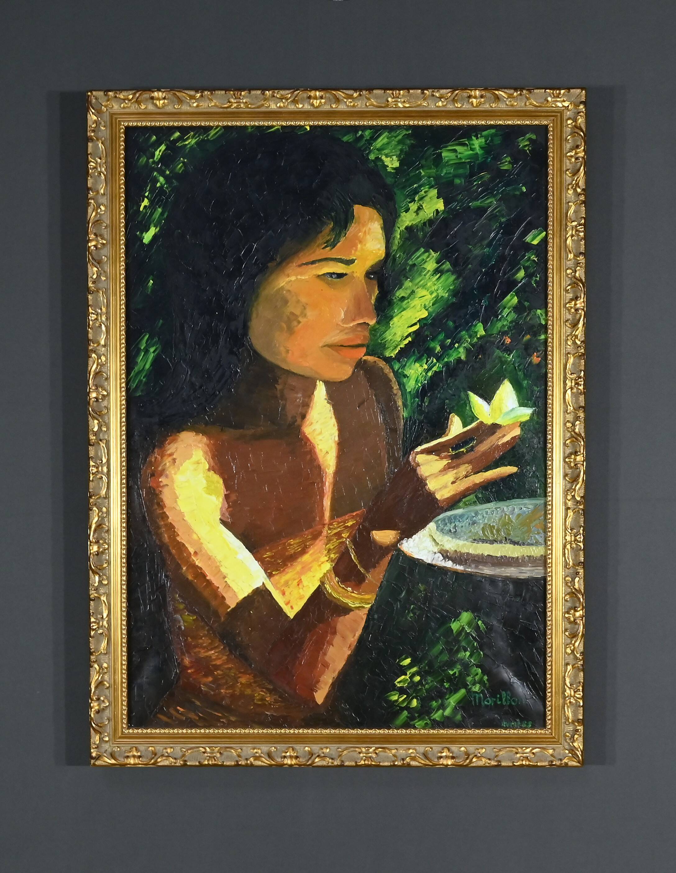 Important Oil on Canvas “La Tahitienne” signed Morillon – 1985