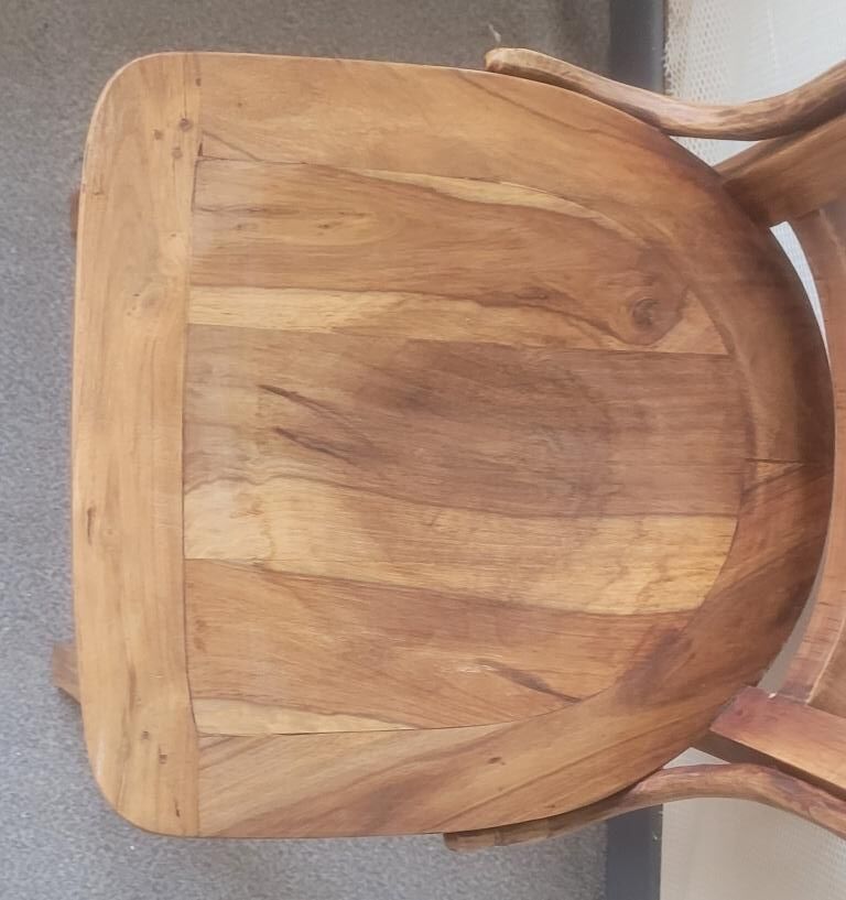 Chaise bistrot de bureau artisanale en bois d'olivier