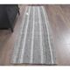 1970s Turkish flatweave handwoven grey white striped kilim rug 72x225