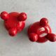 Set of 2 Vintage Scandinavian candle holders - red wood