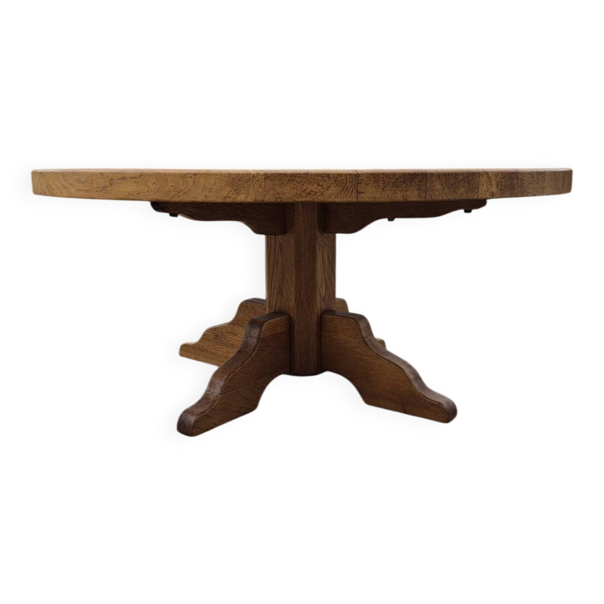 Round 100 cm oak coffee table 1970s