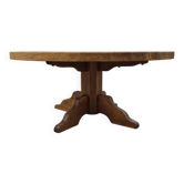 Round 100 cm oak coffee table 1970s