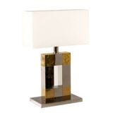 Geometric lamp in silver and gold metal. 1970s.
