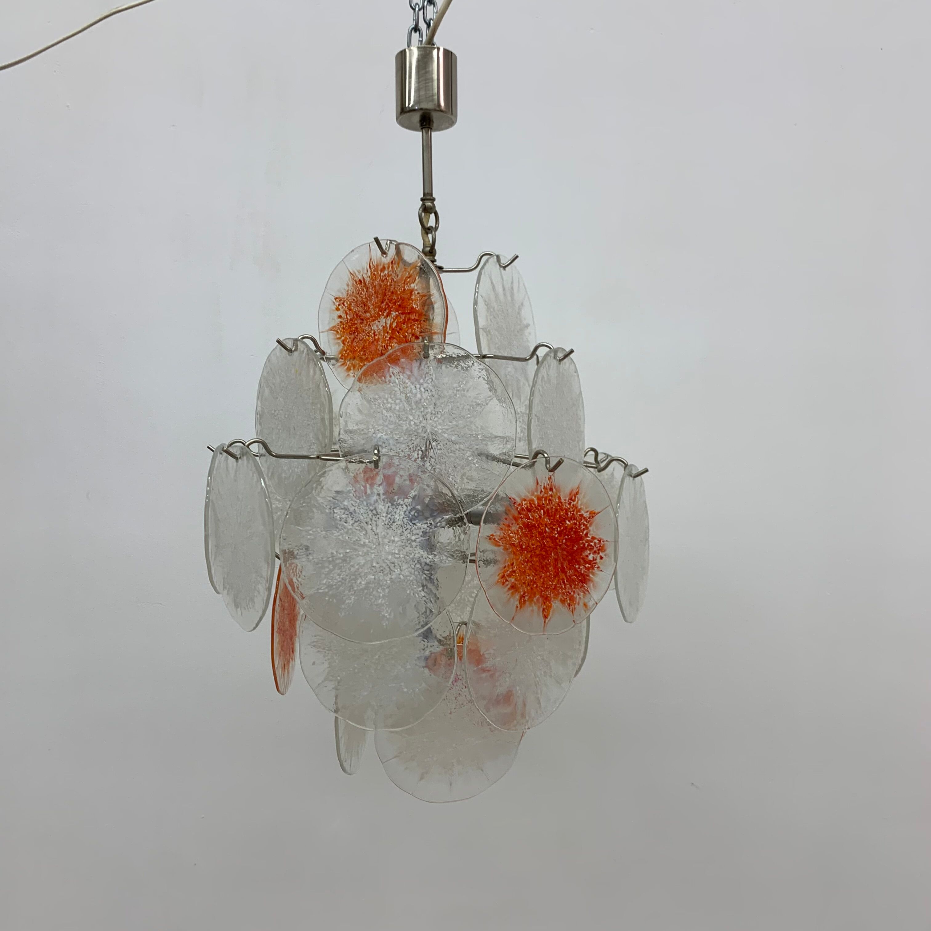 Mid-Century design glass disc chandelier by Vistosi, 1970s