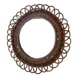 Vintage flower rattan mirror