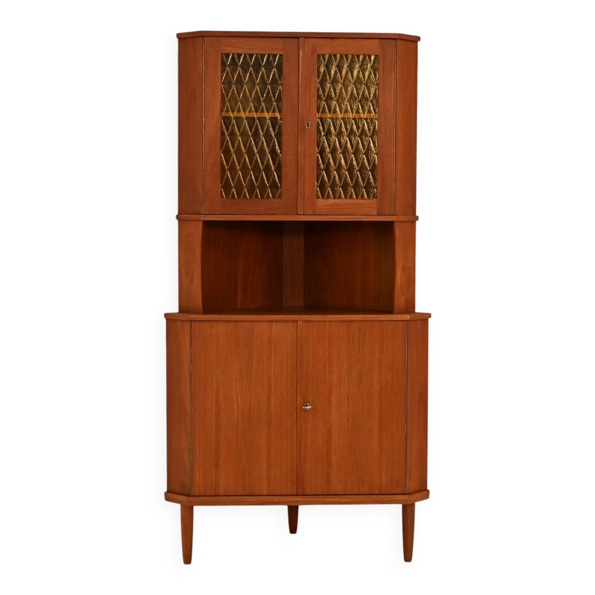 Cabinet d'angle en teck des années 1950