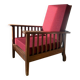 Fauteuil morris bois coussins bordeaux