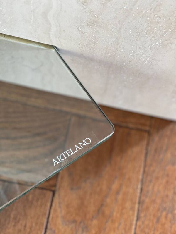 Étagère/Console Artelano Roche Bobois travertin et verre années 70