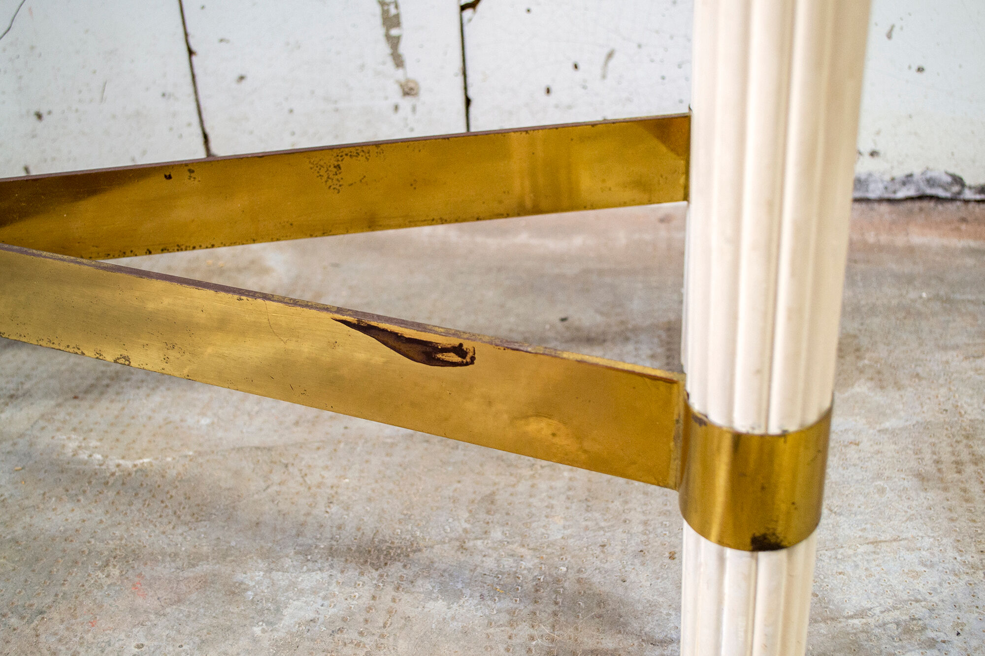 Console in lacquered wood, brass and glass Italy 70s