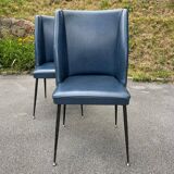 Set of blue dining chairs, Italy, 1950s