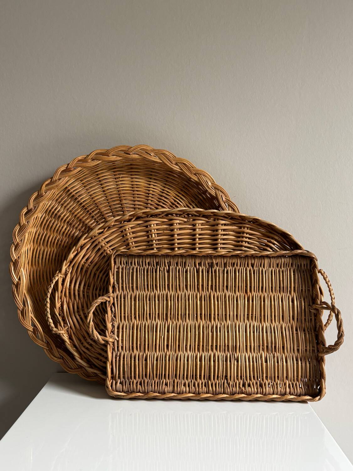 Vintage wicker trays