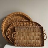 Plateaux en osier vintage
