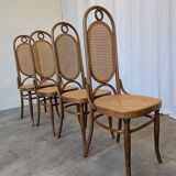 Set of 4 Vintage Bentwood Cane Dining Chair, Thonet Style, 1970s Yugoslavia