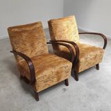 Pair of Art Deco H410 Type C armchairs by Jindrich Halabala for UP Zavody