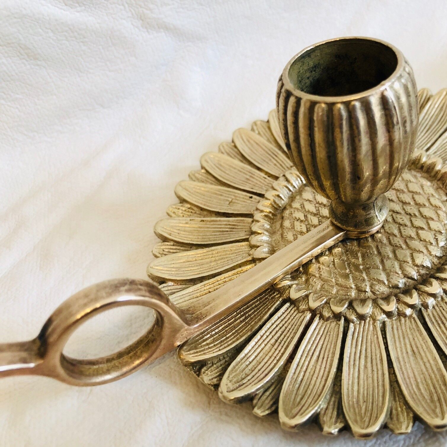 Duo of sunflower cellar rat candlesticks