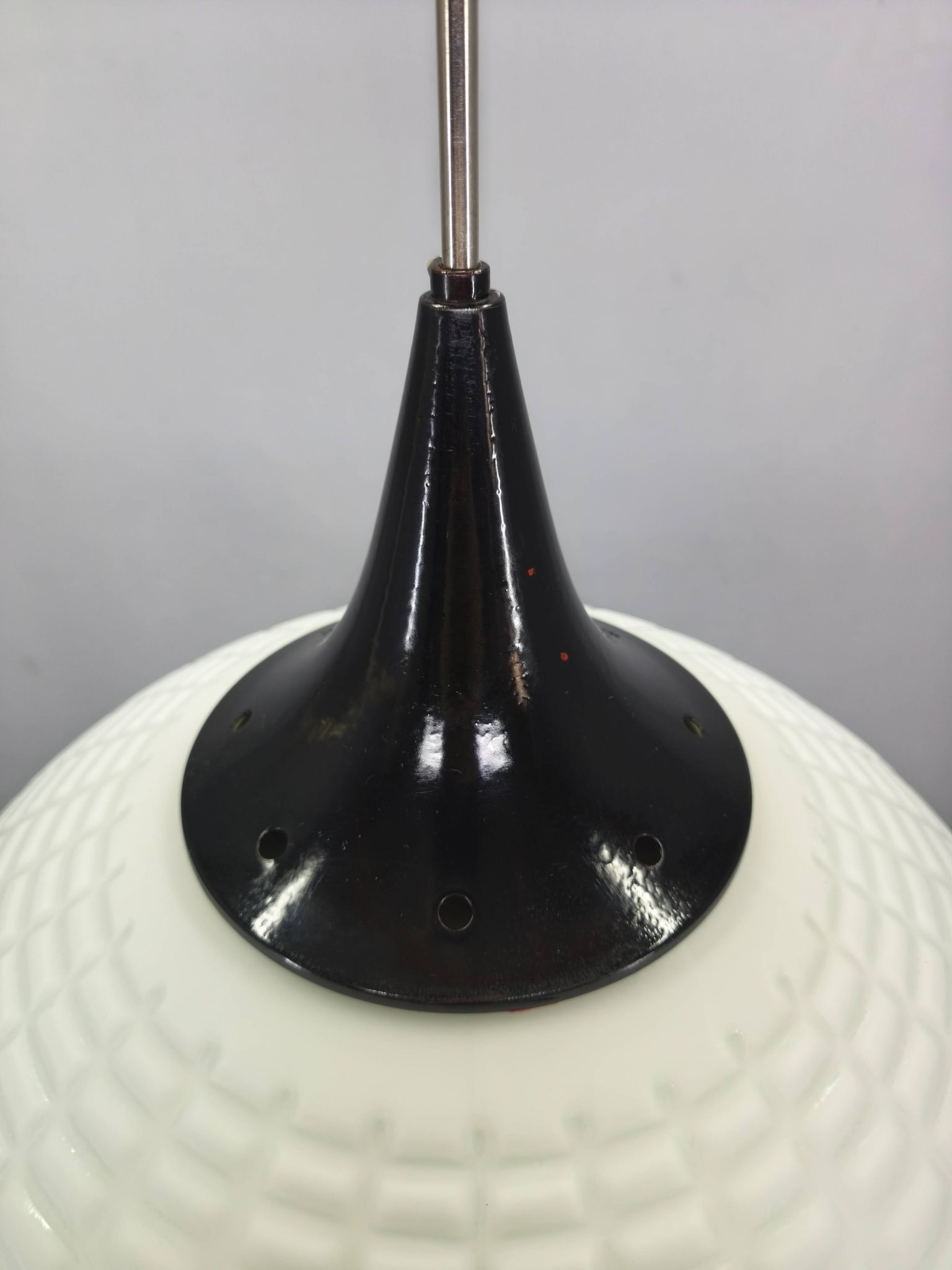 Adjustable Czech Pendant Light, Opaline Glass, 1970s