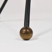 Table d'appoint miroir française milieu du siècle, style Jacques Adnet, laiton, années 1950