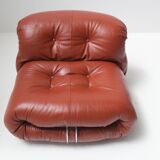 Vintage Soriana set in red leather by Afra e Tobia Scarpa for Cassina Italy
