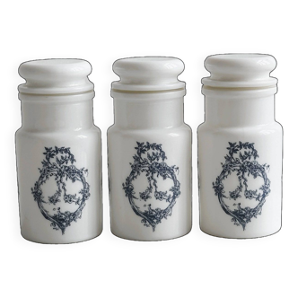 3 opaline spice jars.