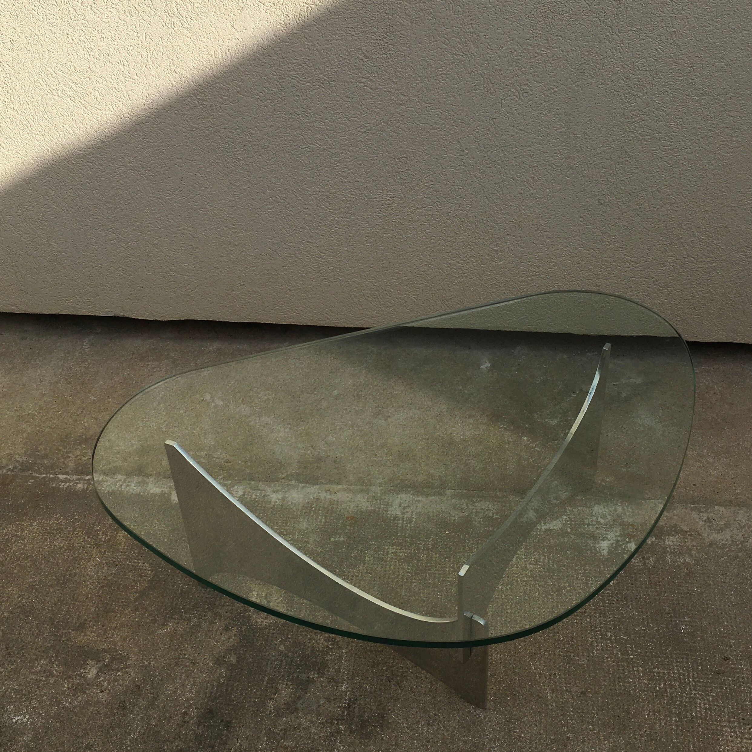 Glass and metal coffee table