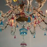 Venetian chandelier rezzonico in multicolored murano glass circa 1920