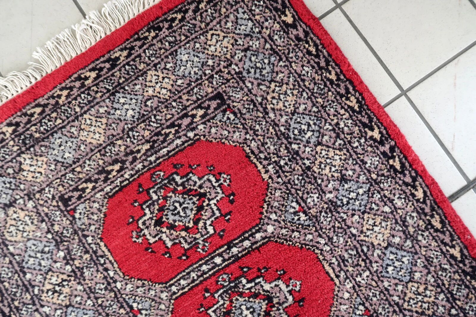 Mid-century vintage Uzbek Bukhara style wool runner 85cm x 241cm (1C1198)